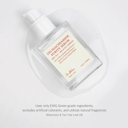 Dr. Althea 15% Niacinamide Purity Serum 30ml Korean brightening serum for dark spots, hyperpigmentation, post-acne marks, uneven skin tone, and radiant skin available in UAE.