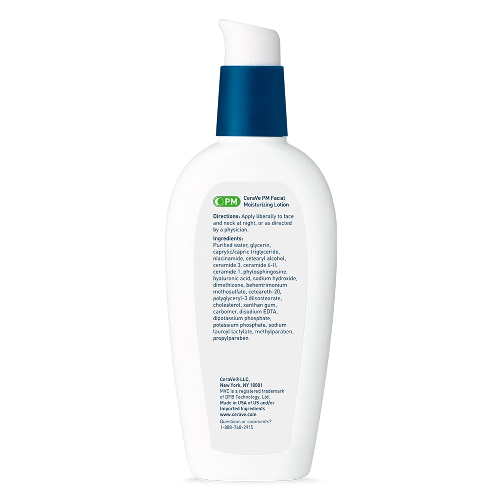 back side of CeraVe PM Facial Moisturizing Lotion