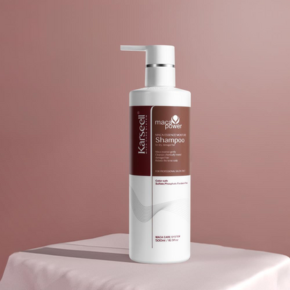a pump bottle of Karseell Maca Power Shampoo 500mL