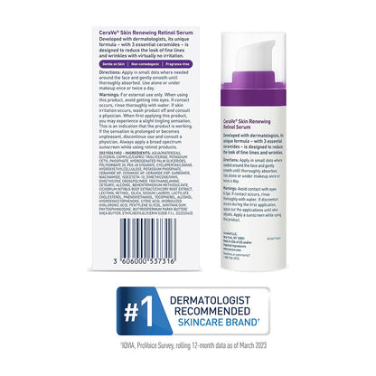 back sides of CeraVe Skin Renewing Retinol Serum bottle and box packaging