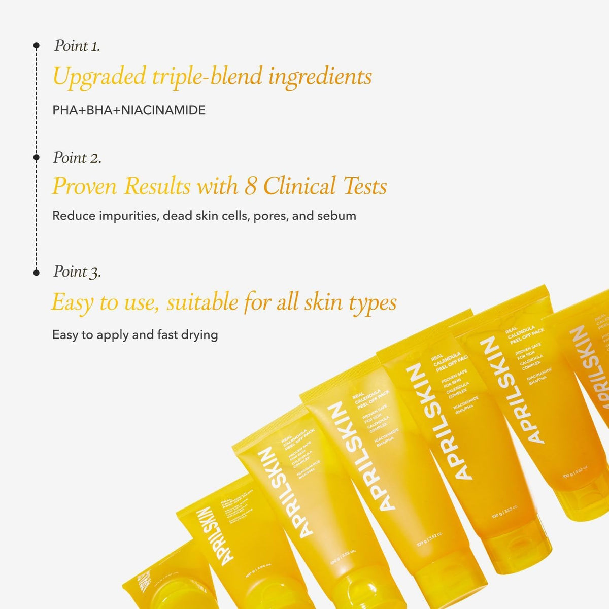 multiple tubes of Aprilskin Calendula Peel Off Pore Minimizing Facial Mask 