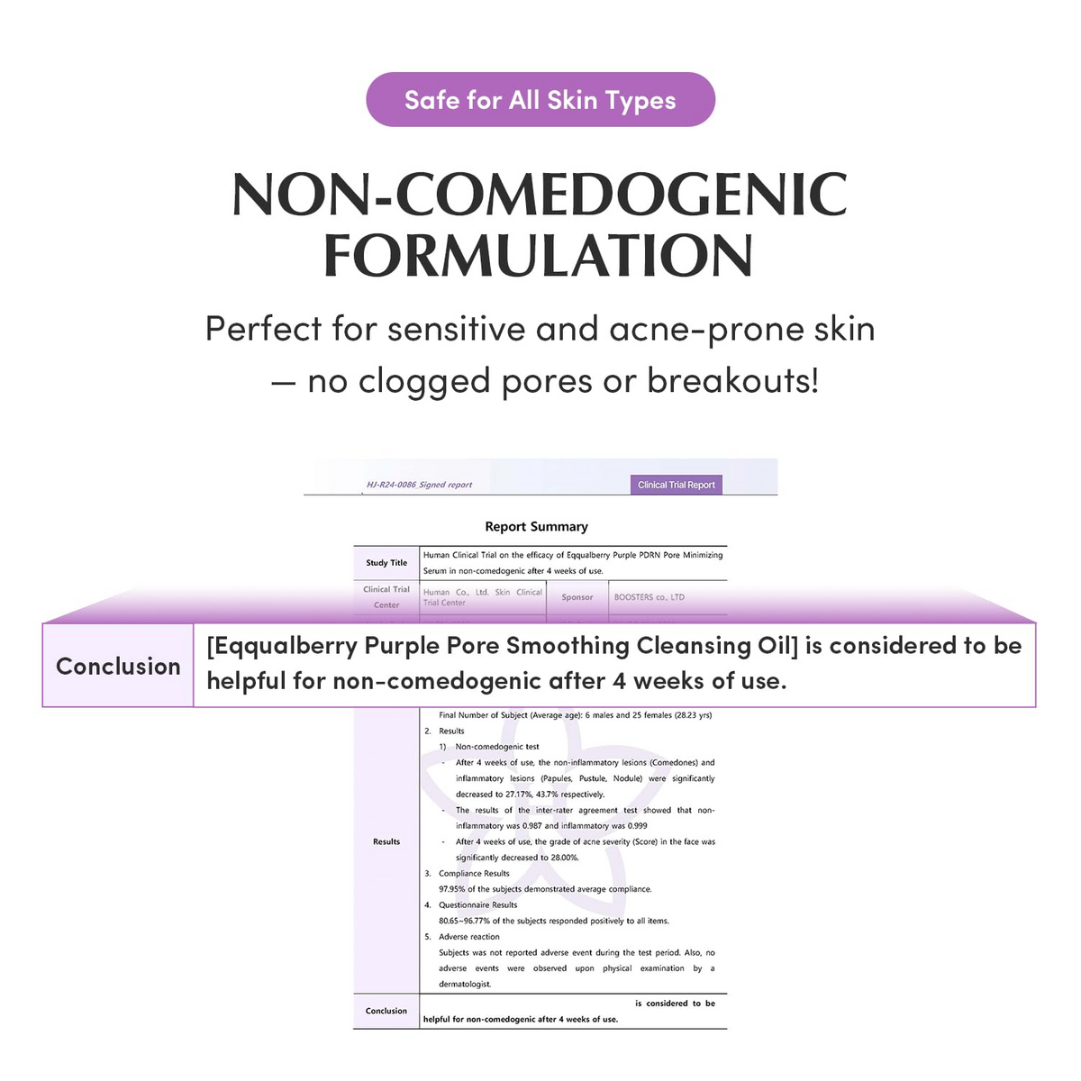 non-comedogenic formulation for sensitive and acne-prone skin