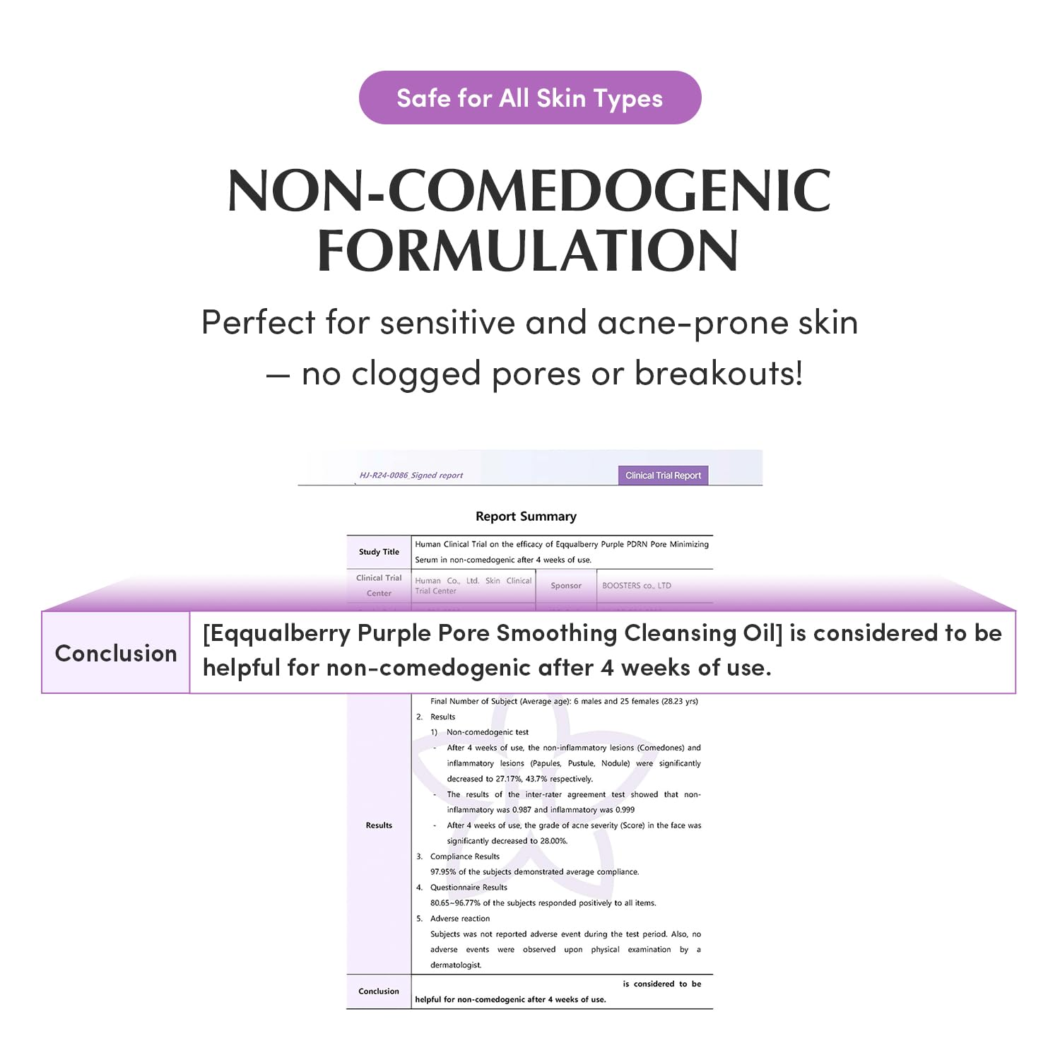 non-comedogenic formulation for sensitive and acne-prone skin