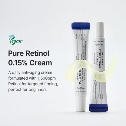 Dr. Althea Pure Retinol 0.15% Cream 20g with Pure Retinol, Bakuchiol, and Panthenol to reduce fine lines, improve skin firmness, and support overnight skin renewal.