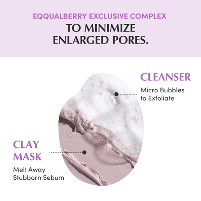 swatches of cleanser and clay mask of EQQUALBERRY Pack Cleanser product