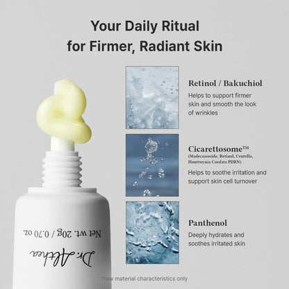 Dr. Althea Pure Retinol 0.15% Cream 20g with Pure Retinol, Bakuchiol, and Panthenol to reduce fine lines, improve skin firmness, and support overnight skin renewal.