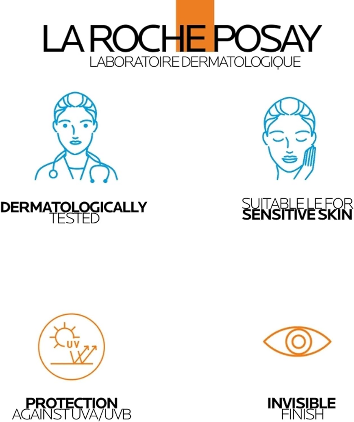 La Roche-Posay logo and icons on a white background