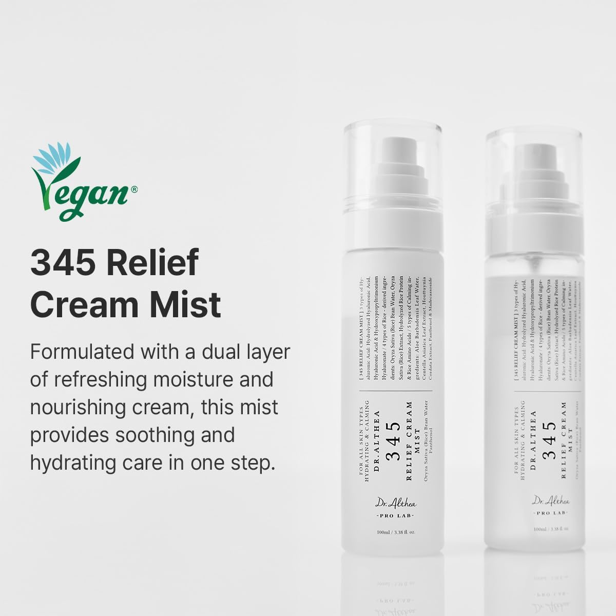 Dr. Althea 345 Relief Cream Mist 100ml hydrating soothing Korean face mist with Panthenol and Rice Bran Water UAE