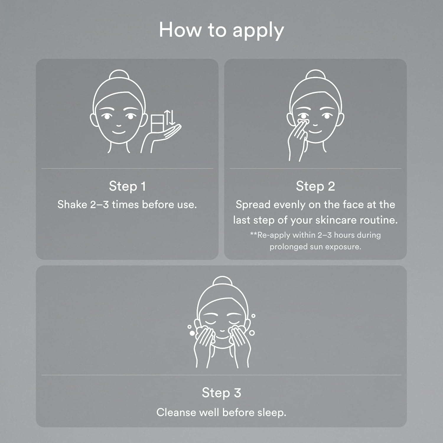 instructions to use Abib Sedum Hyaluron Sunscreen Protectiontube with icons