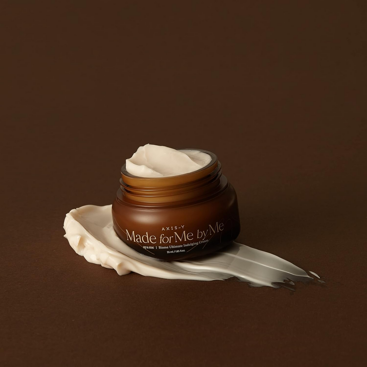 AXIS-Y Biome Ultimate Indulging Cream open jar with product swatch