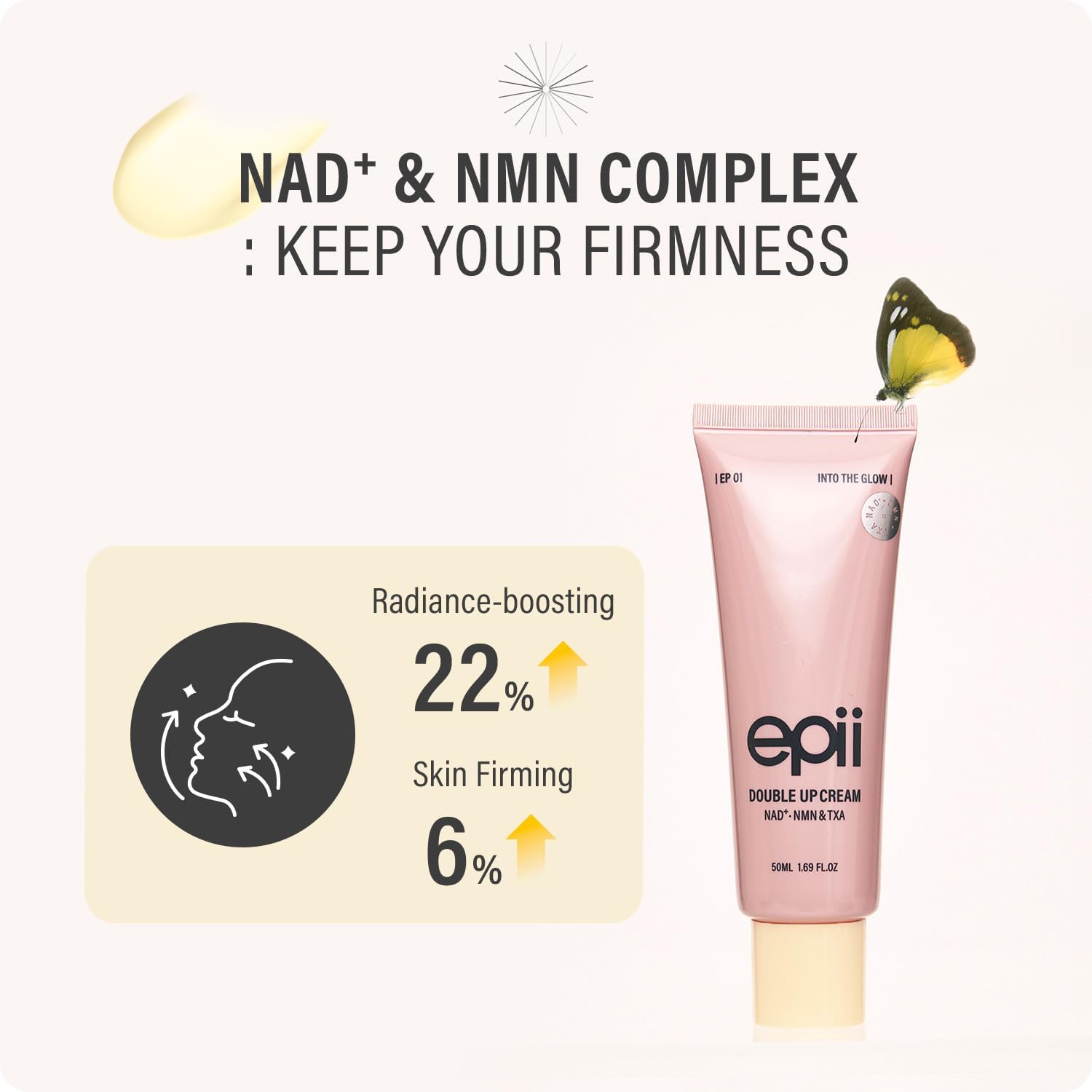 epii Double Up Cream NAD+ NMN and TXA 50ml dual Korean moisturizer with Tranexamic Acid, Niacinamide and Squalane for dark spots, hydration, firmness and radiant skin in UAE.