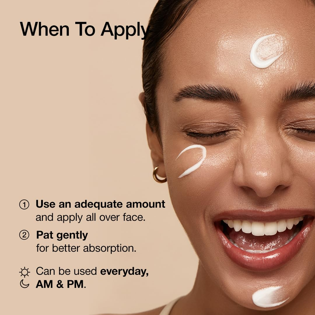 woman with ANUA Rice 70 Intensive Moisturizing Milk swatches on her face