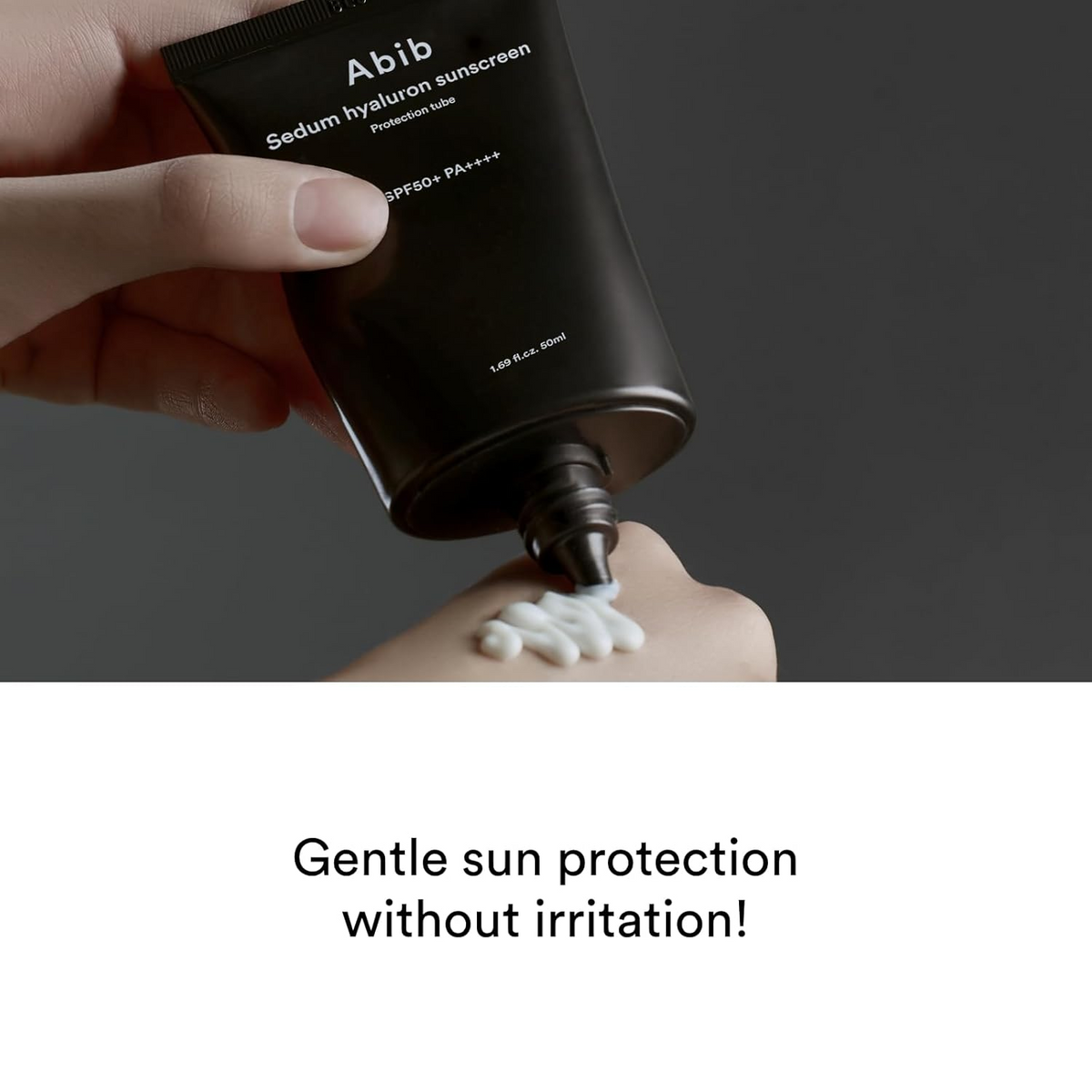 Abib Sedum Hyaluron Sunscreen Protection Tube applied on hand