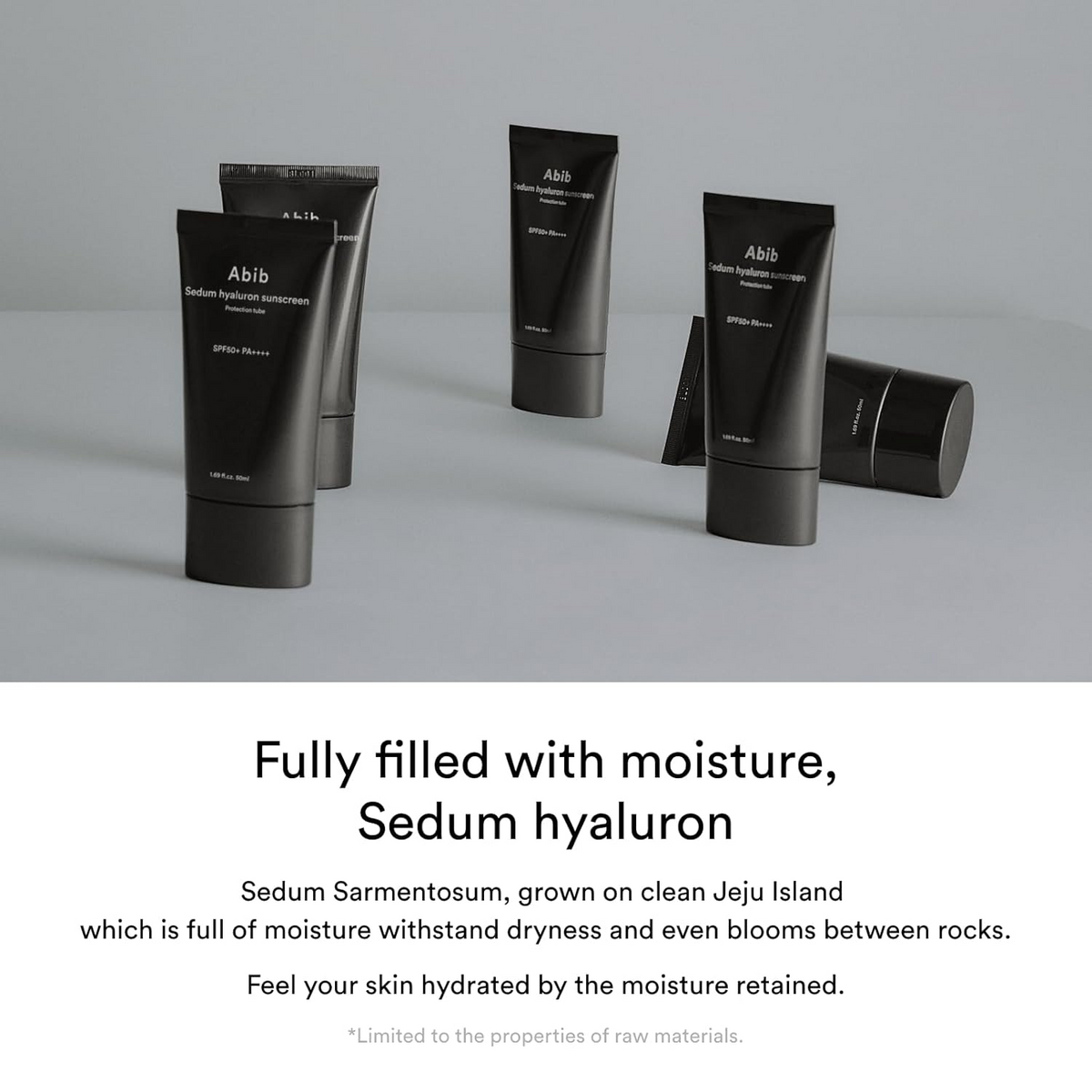 multiple tubes of Abib Sedum Hyaluron Sunscreen Protection