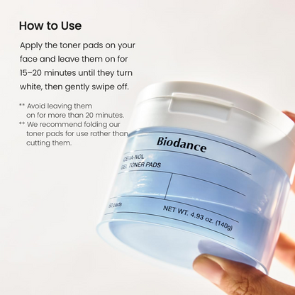 a container of BIODANCE Cera-nol Gel Toner Pads (60 Pads/140g) 
