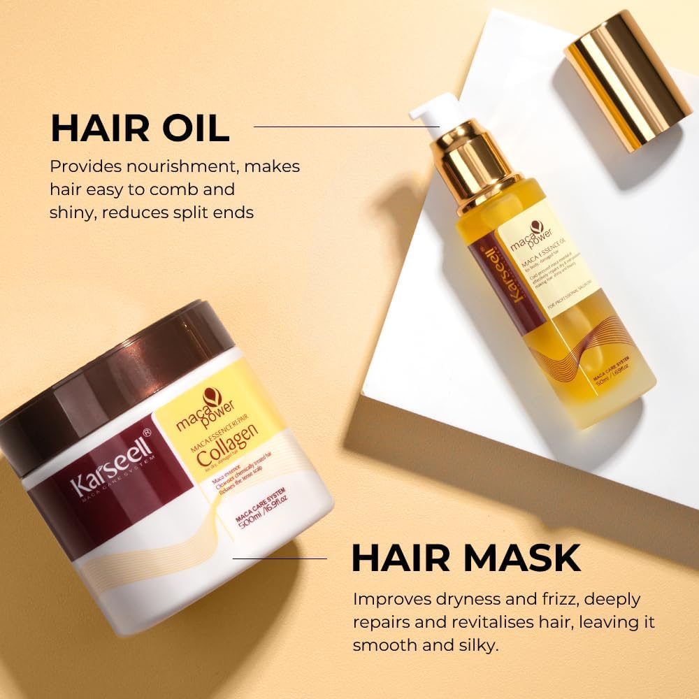 Karseell Maca Power Repair Set | Shampoo + Maca Essence Oil + Collagen Hair Mask UAE