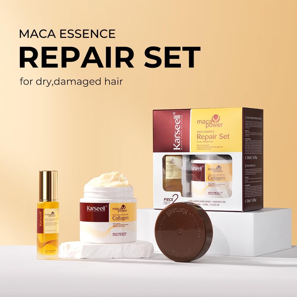 Karseell Maca Power Repair Set | Shampoo + Maca Essence Oil + Collagen Hair Mask UAE
