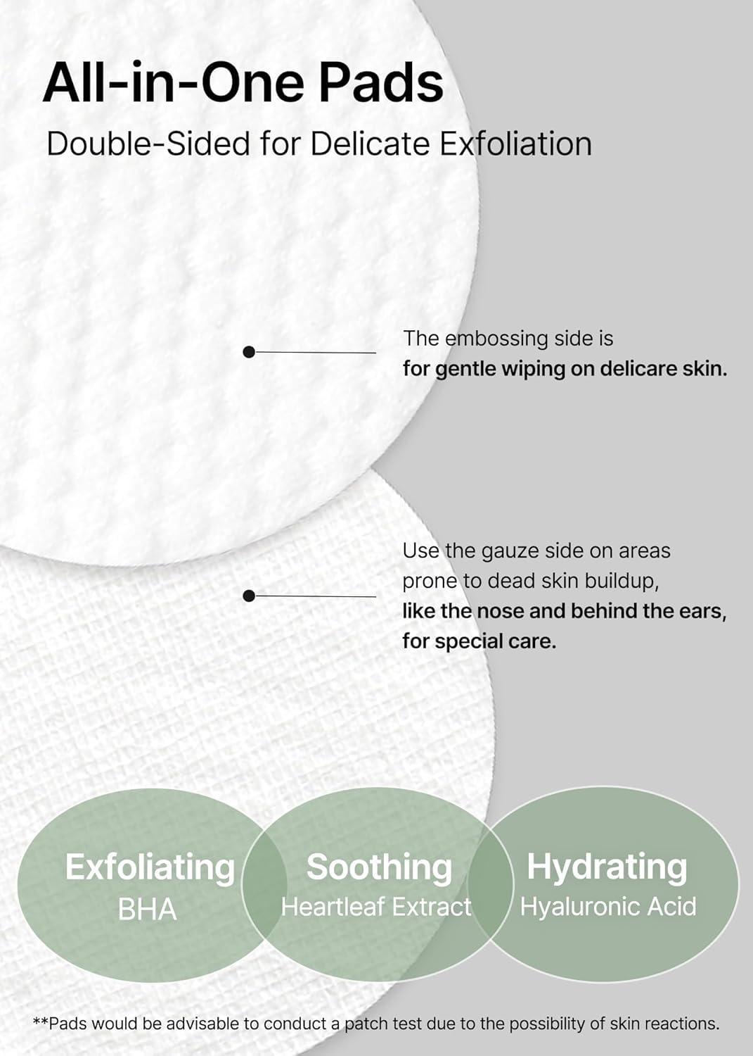 double sides of celimax Ji Woo Gae Heartleaf BHA Peeling Pad close-up 