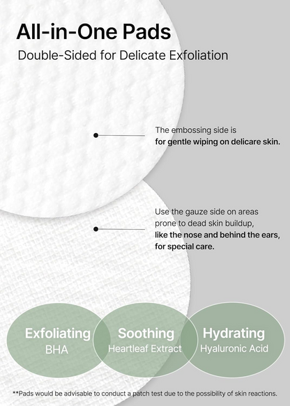 double sides of celimax Ji Woo Gae Heartleaf BHA Peeling Pad close-up 