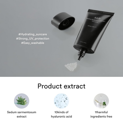 Abib Sedum Hyaluron Sunscreen Protection Tube with product dispensed out