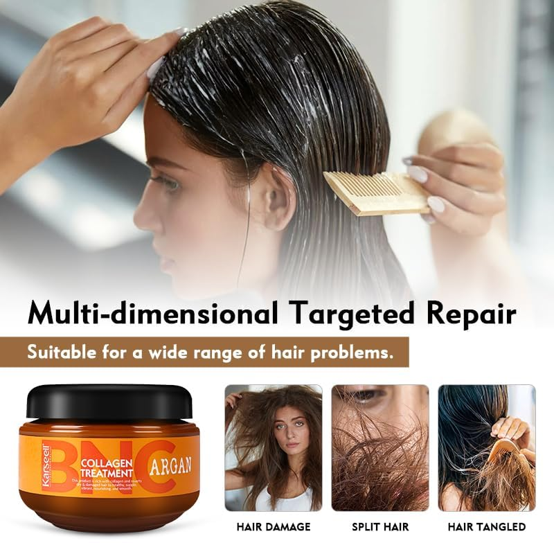woman using Karseell BNC Collagen Hair Treatment 