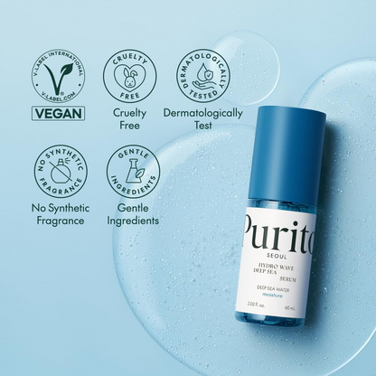 a bottle of PURITO SEOUL Hydro Wave Deep Sea Serum 