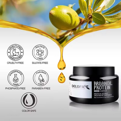 DELOFIL Protein Argan Oil Hair Mask 500mL jar container
