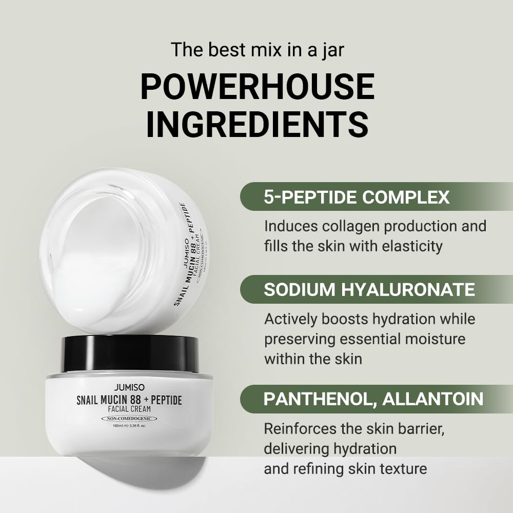 JUMISO Snail Mucin 88 + Peptide Facial Cream 100mL JUMISO
