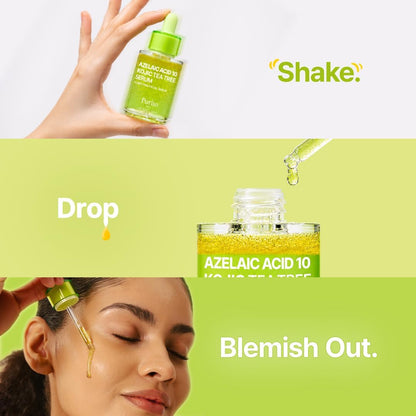 PURITO SEOUL Azelaic Acid 10 Kojic Tea Tree Serum 30ml clarifying Korean facial serum with 10% Azelaic Acid, Tea Tree Water, Kojic Acid and Niacinamide for blemishes, marks and uneven tone in UAE.