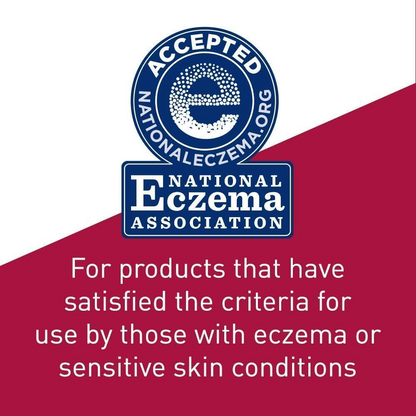 National Eczema Association logo with text on a red and white background
