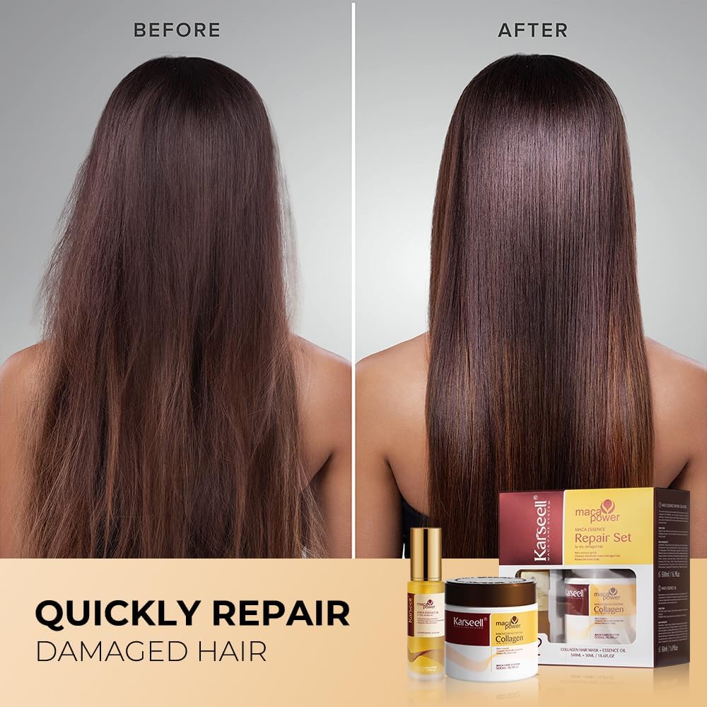 Karseell Maca Power Repair Set | Shampoo + Maca Essence Oil + Collagen Hair Mask UAE