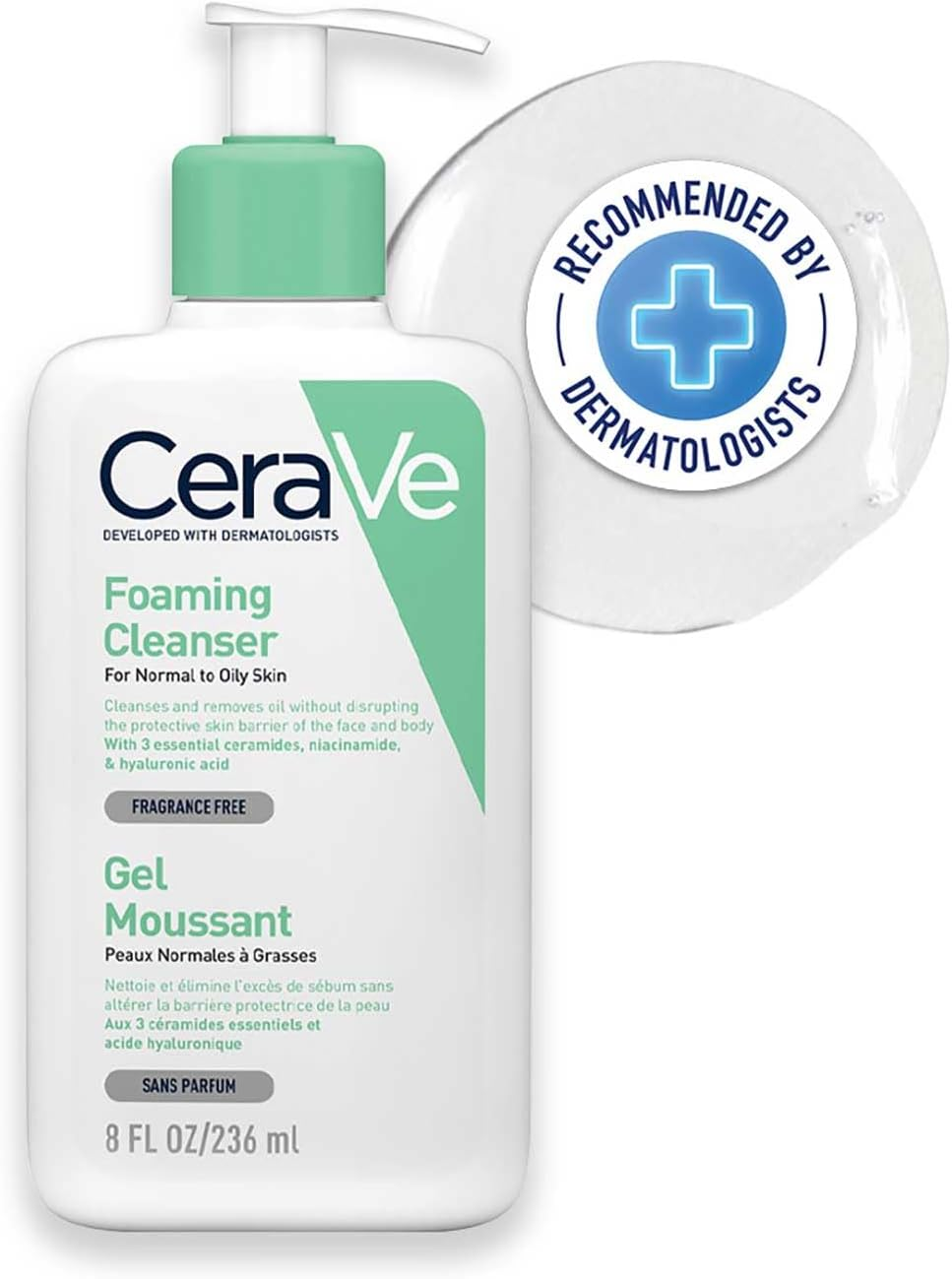 236mL bottle of CeraVe Foaming Cleanser for Normal to Oily Skin 