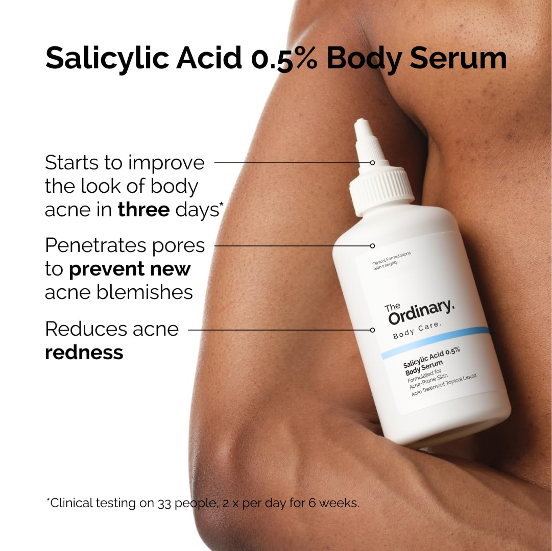 a bottle of The Ordinary Salicylic Acid 0.5% Body Care Serum