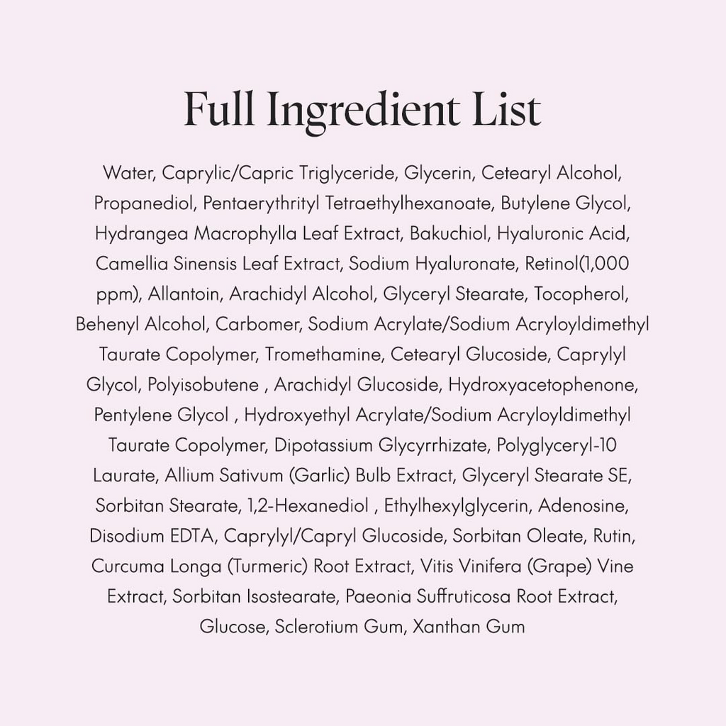 PURITO SEOUL Timeless Bloom Retinol Spot Cream full ingredients list