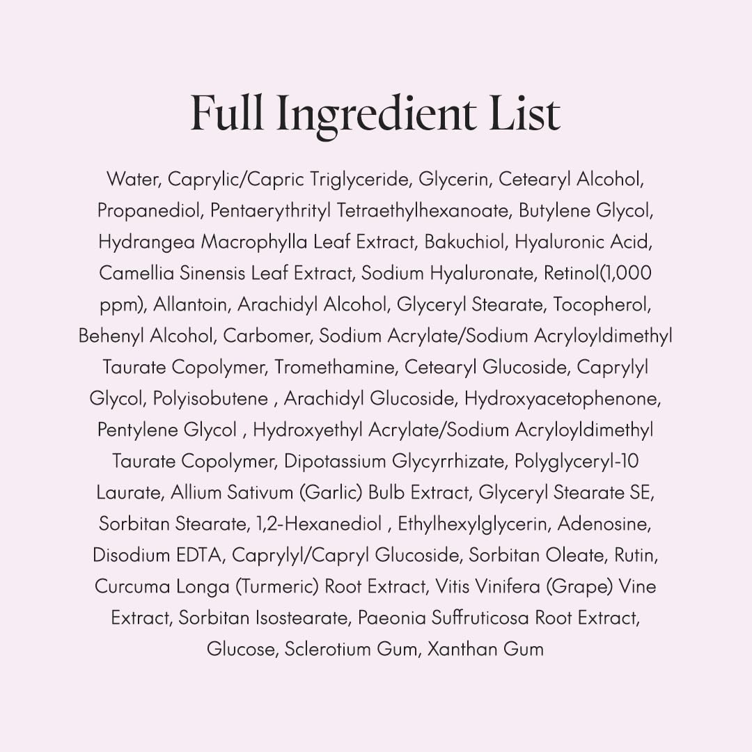 PURITO SEOUL Timeless Bloom Retinol Spot Cream full ingredients list
