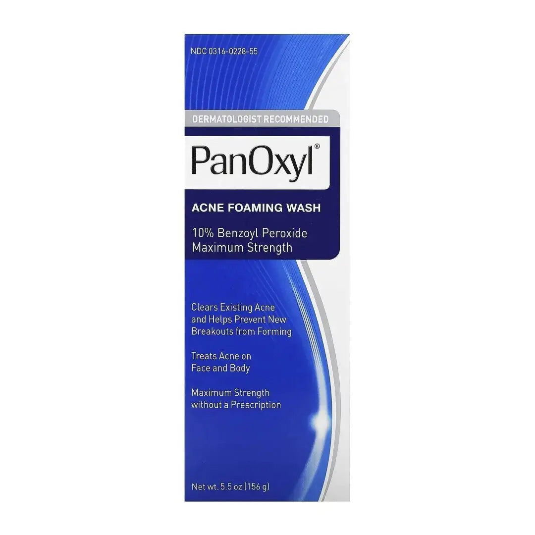 PanOxyl Acne Foaming Wash 10% Benzoyl Peroxide Maximum Strength, 156 g PanOxyl