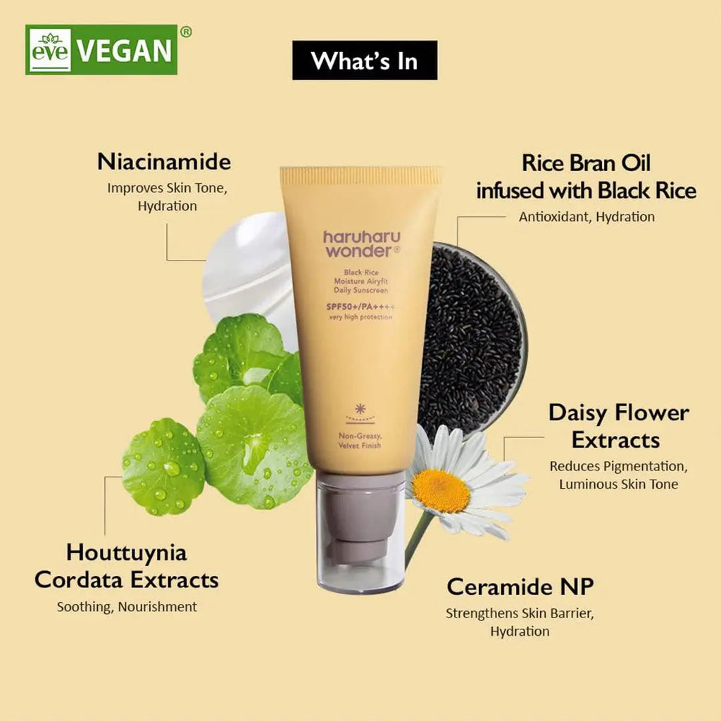 haruharu wonder Black Rice Moisture Airyfit Daily Sunscreen 50mL (1.69fl.oz), Reef Safe Formula, Non-Greasy Velvet Finish HARU HARU WONDER