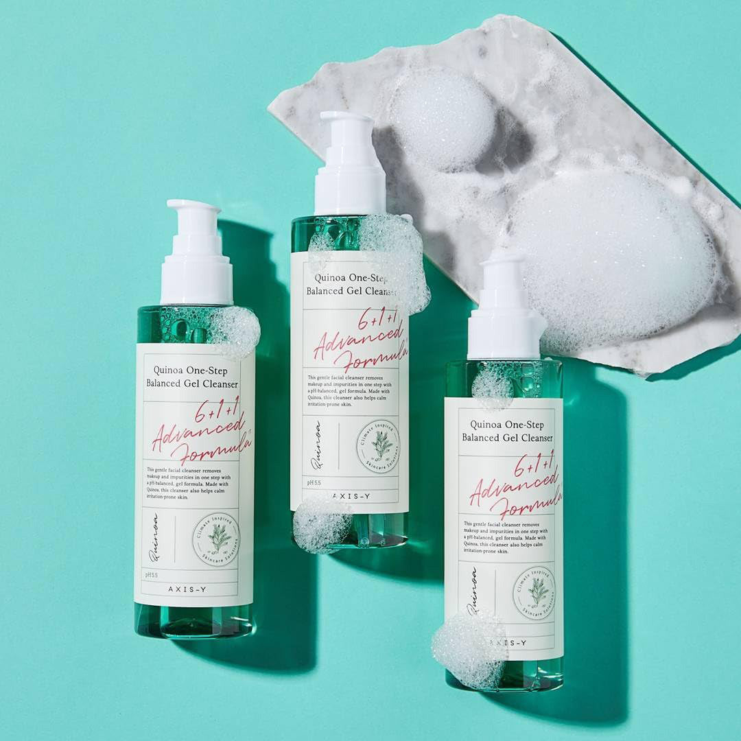 3 bottles of AXIS-Y Quinoa One Step Balanced Gel Cleanser 