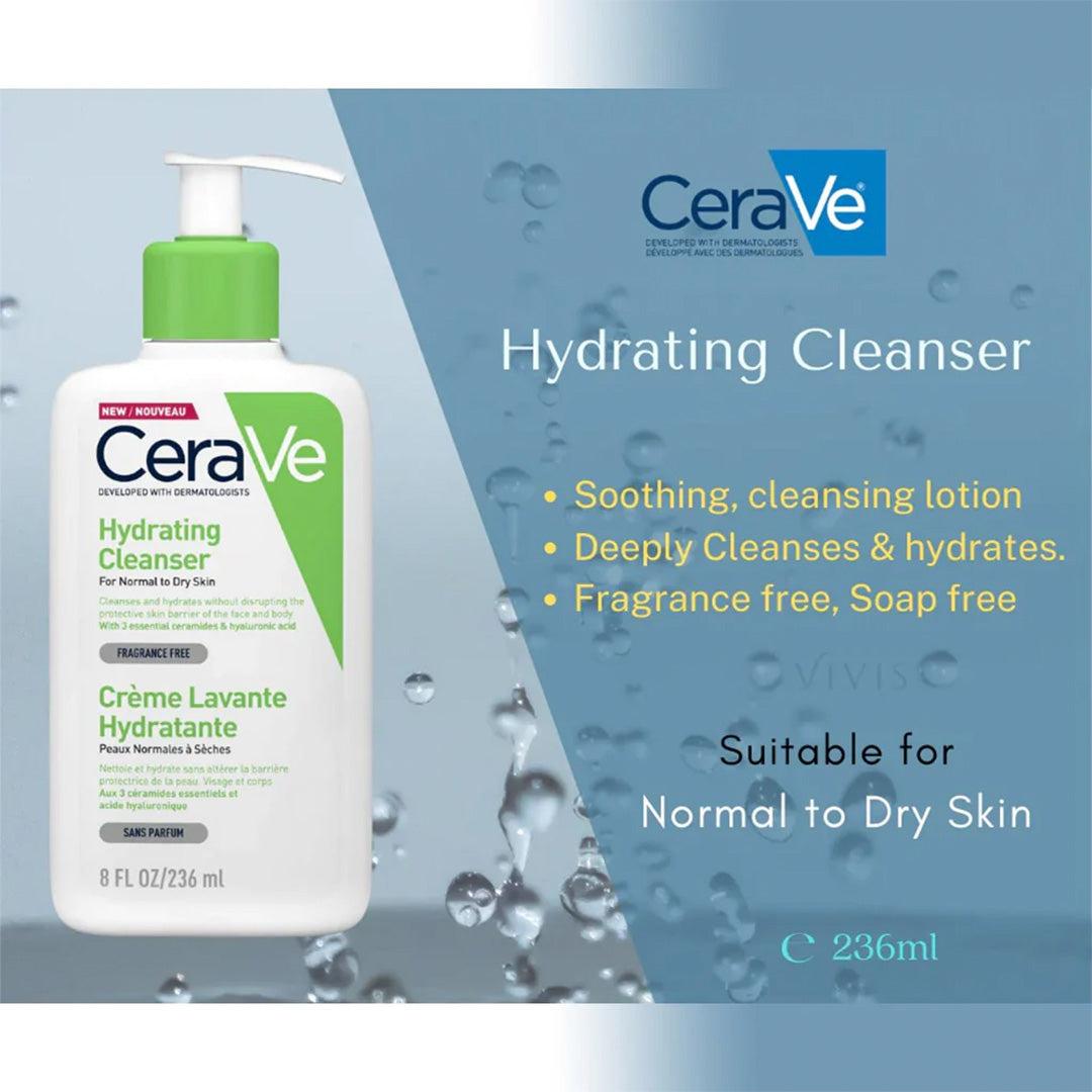 CeraVe Hydrating Cleanser  for Normal to Dry skin with Hyaluronic Acid and Ceramides 236 mL CeraVe
