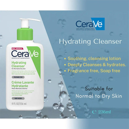 CeraVe Hydrating Cleanser  for Normal to Dry skin with Hyaluronic Acid and Ceramides 236 mL CeraVe