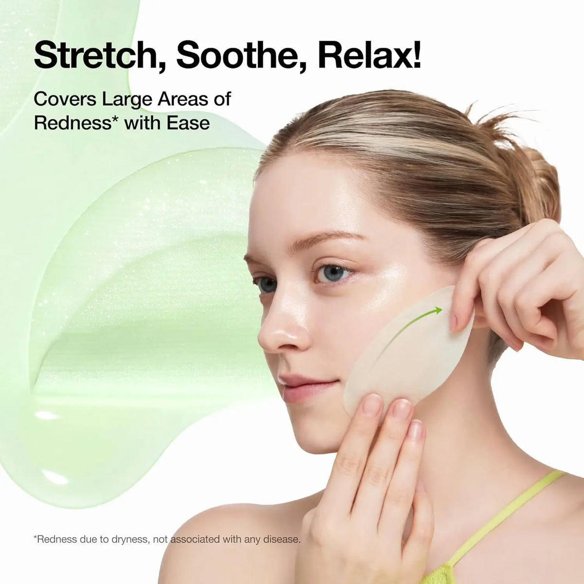 girl applying a soothing pad on her cheeks