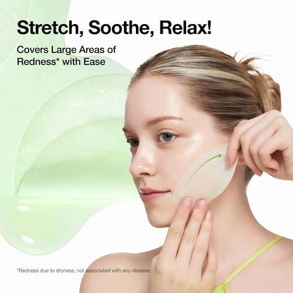 girl applying a soothing pad on her cheeks