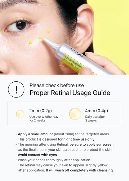 person applying Celimax Retinal Shot Tightening Booster on face