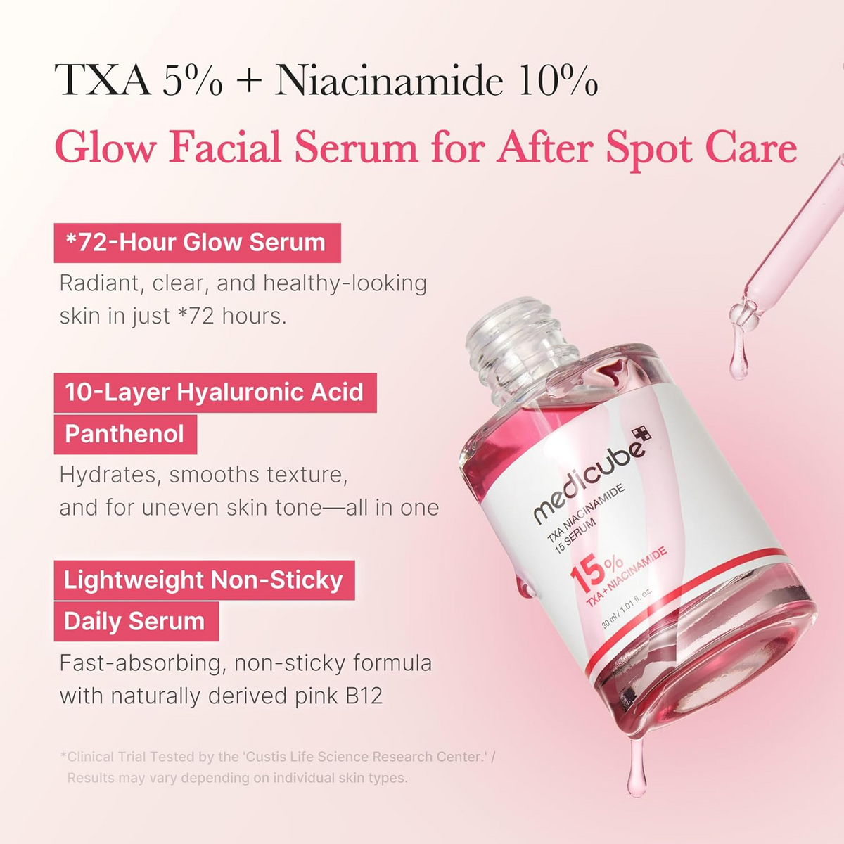 open bottle of Medicube TXA+Niacinamide 15% Serum 
