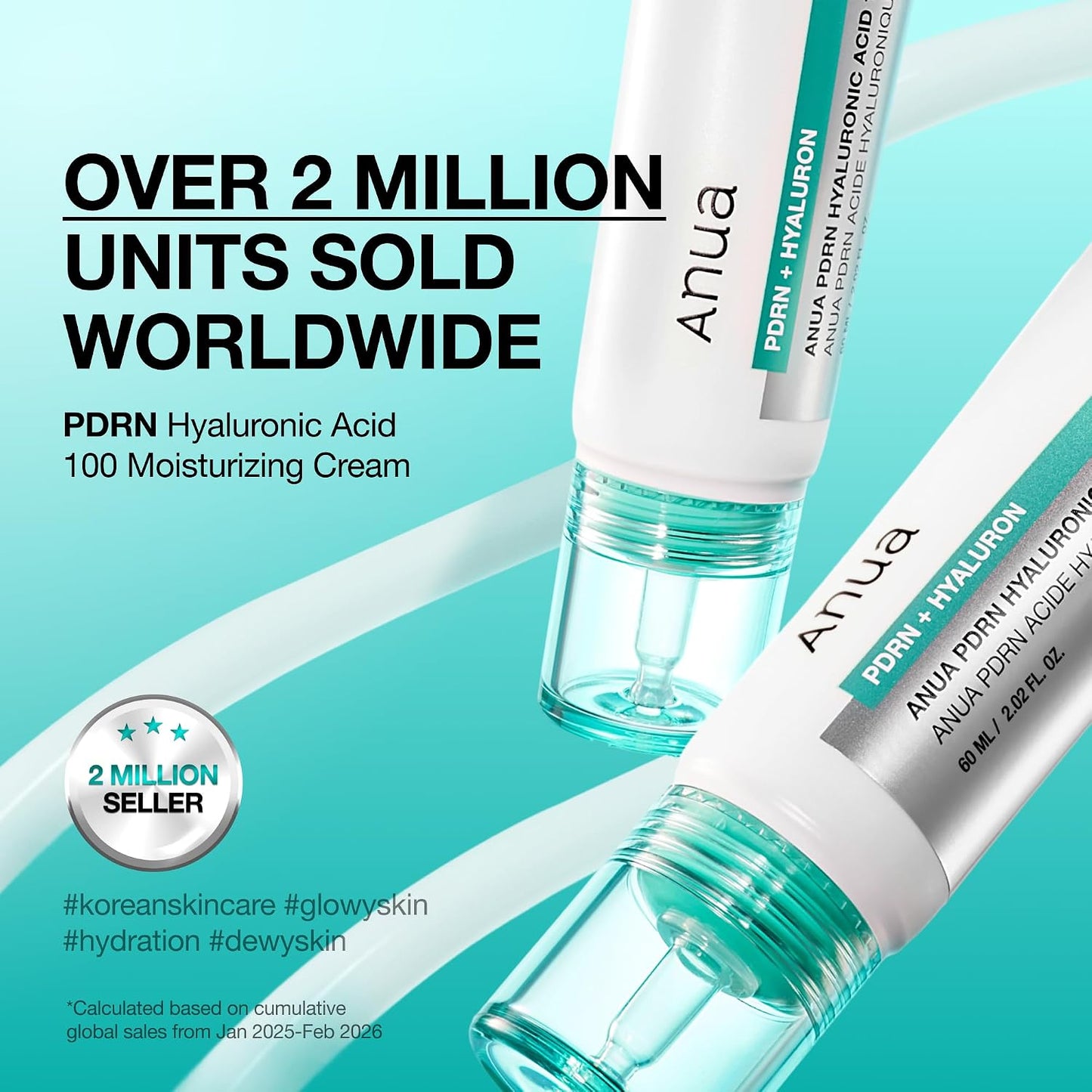 Anua PDRN Hyaluronic Acid 100 Moisturizing Cream 60ml Korean face moisturizer with salmon PDRN, collagen, squalane and multiple hyaluronic acids for deep hydration, plumping and radiant skin in UAE.