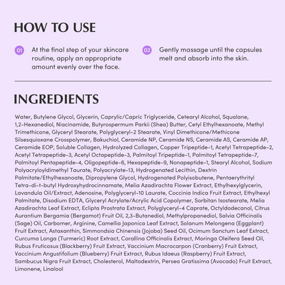 instructions to use and ingredients list of EQQUALBERRY Bakuchiol Capsule Cream