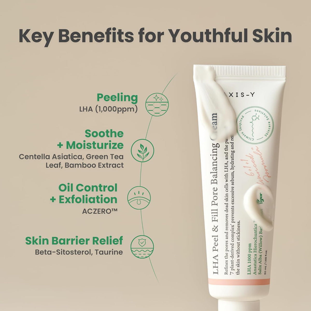 a tube of AXIS-Y LHA Peel & Fill Pore Balancing Cream