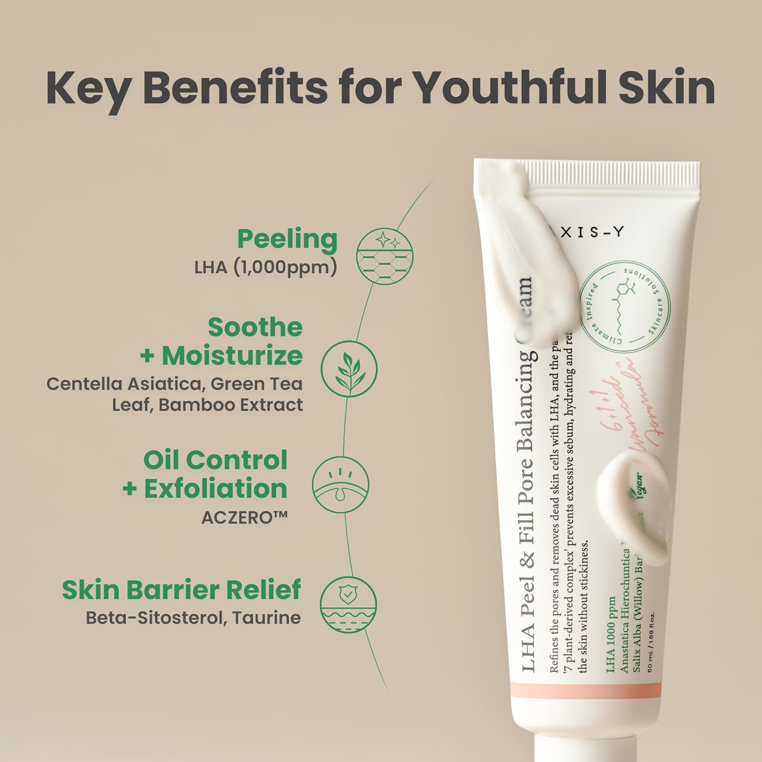 a tube of AXIS-Y LHA Peel & Fill Pore Balancing Cream