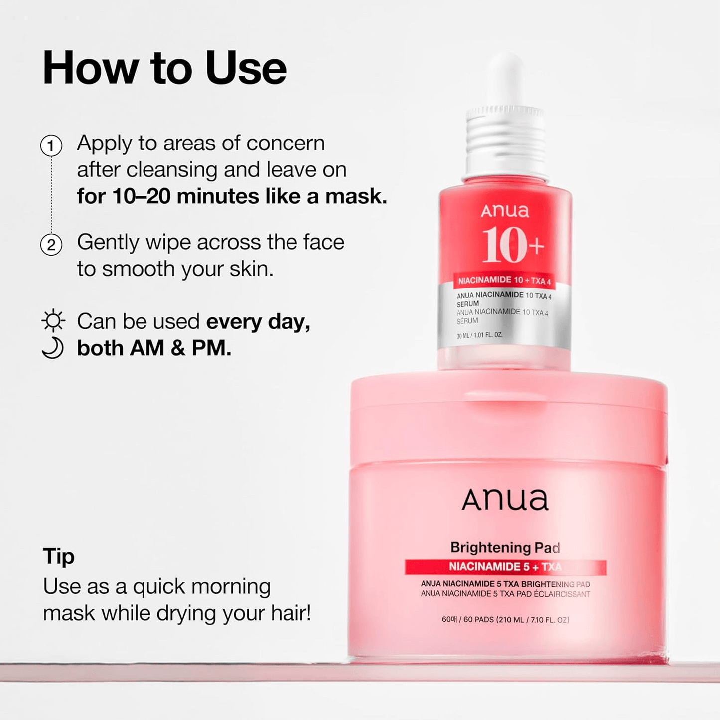 instructions to use Anua brightening pads
