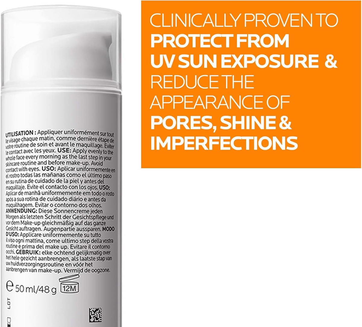LA ROCHE-POSAY Anthelios Oil Correct SPF 50+ 50 mL bottle back side